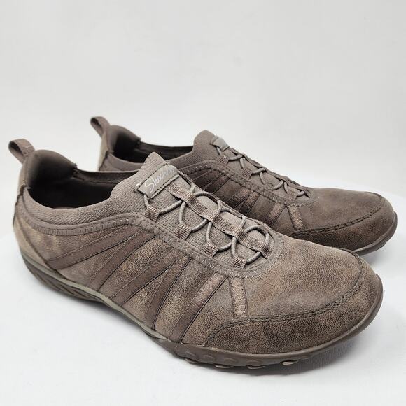 Skechers Breathe Easy Sneaker Women 9M Remember Me DKTP Brown Slip-on 100371 - Picture 1 of 10